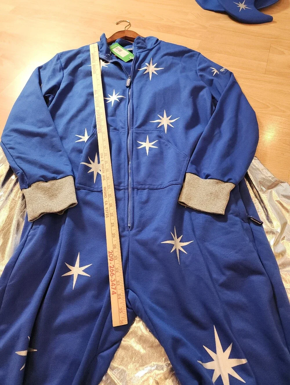 NWT Tipsy Elves' Wizard Costume Blue Silver Jumpsuit Hat Cape Size Large